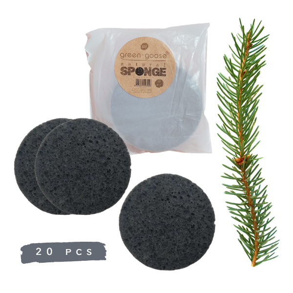 Bamboe cellulose sponsjes met houtskool, 20 stuks