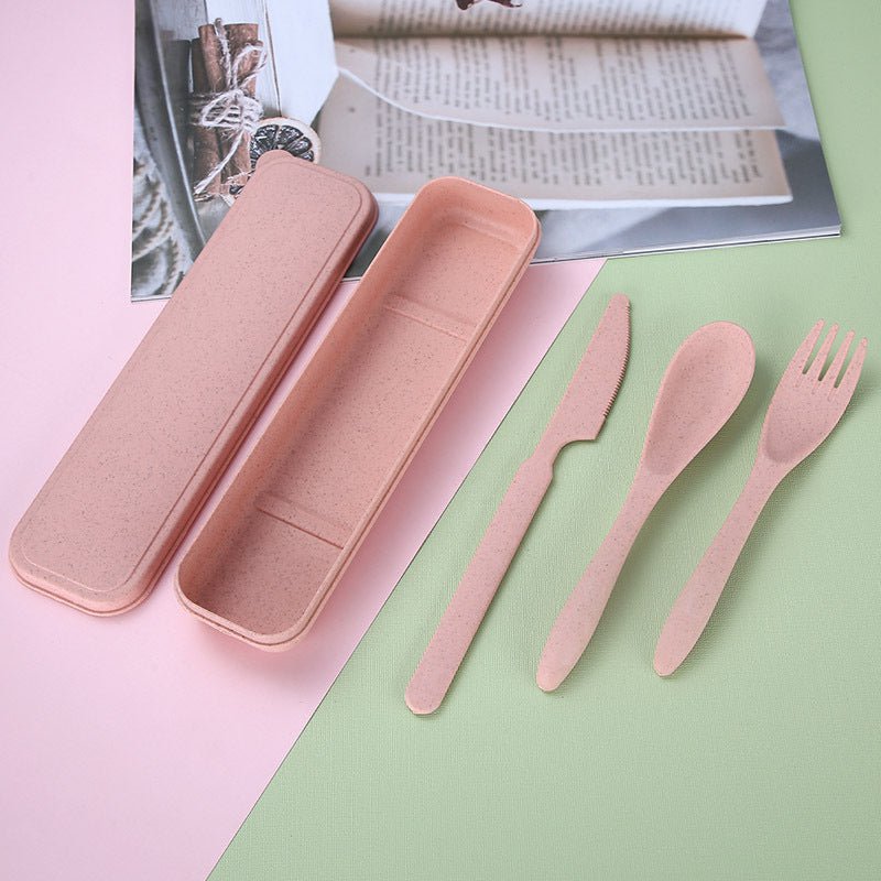 Bioplastic bestekset van tarwevezels met bewaardoos, 12-delig