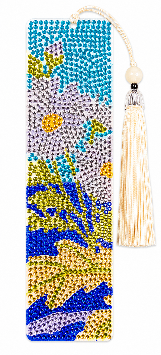 Boekenlegger met strass steentjes, bloemen en bladeren, 5,5 x 19,5 cm