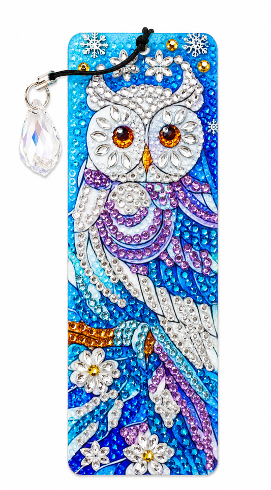 Boekenlegger met strass steentjes, uil en kristalhanger, 5 x 15 cm