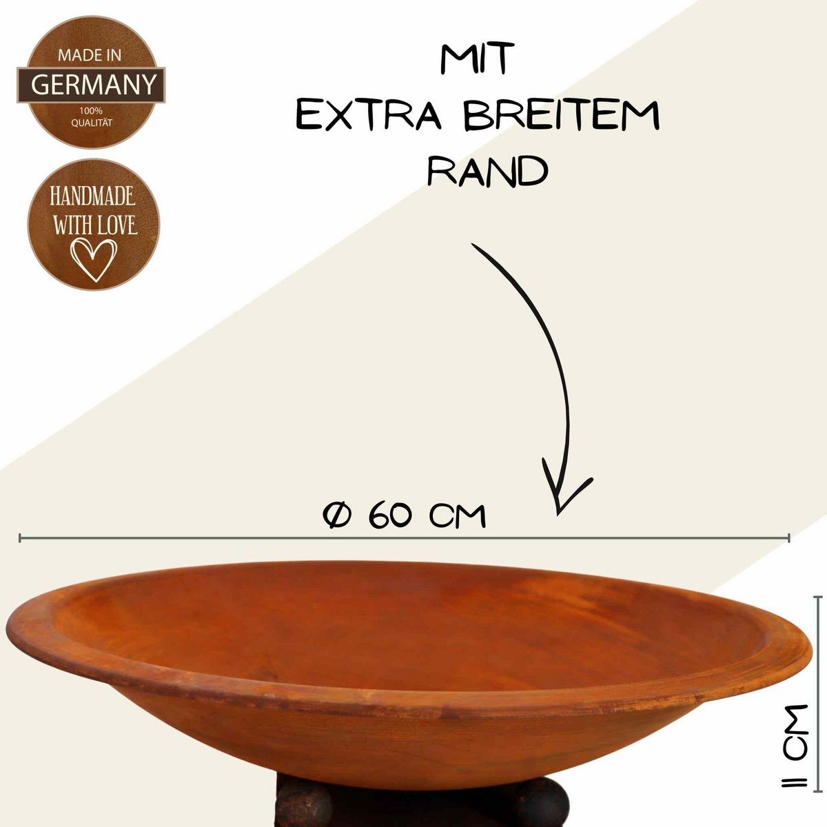 Patina plantenzuil met barstmotief en bloembak naar keuze