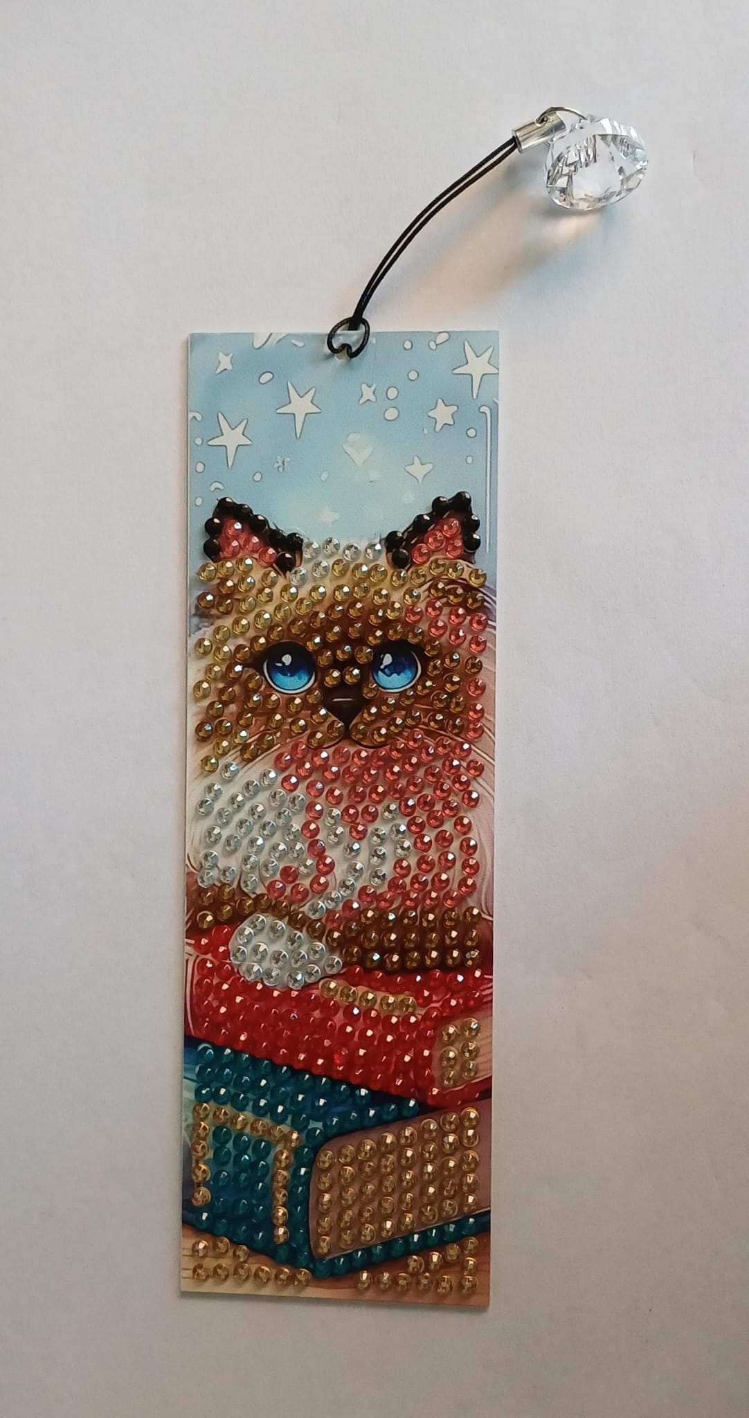 Kitten op stapel boeken, boekenlegger 4,5 × 15 cm