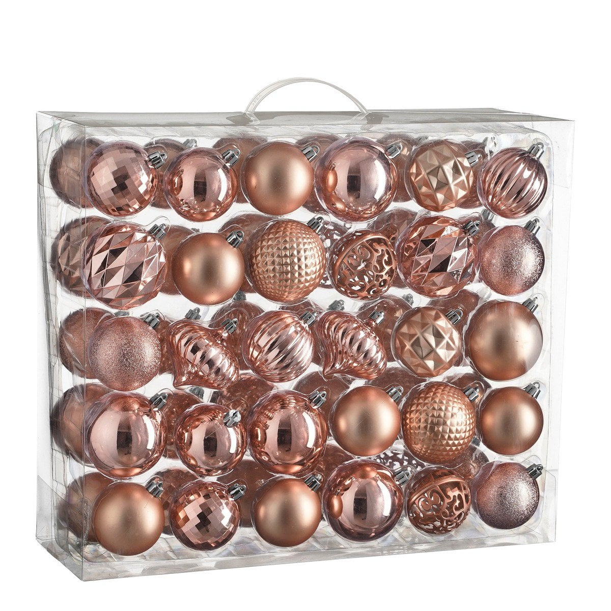 Roze kerstballen set, onbreekbaar, 60 stuks Ø 7 cm