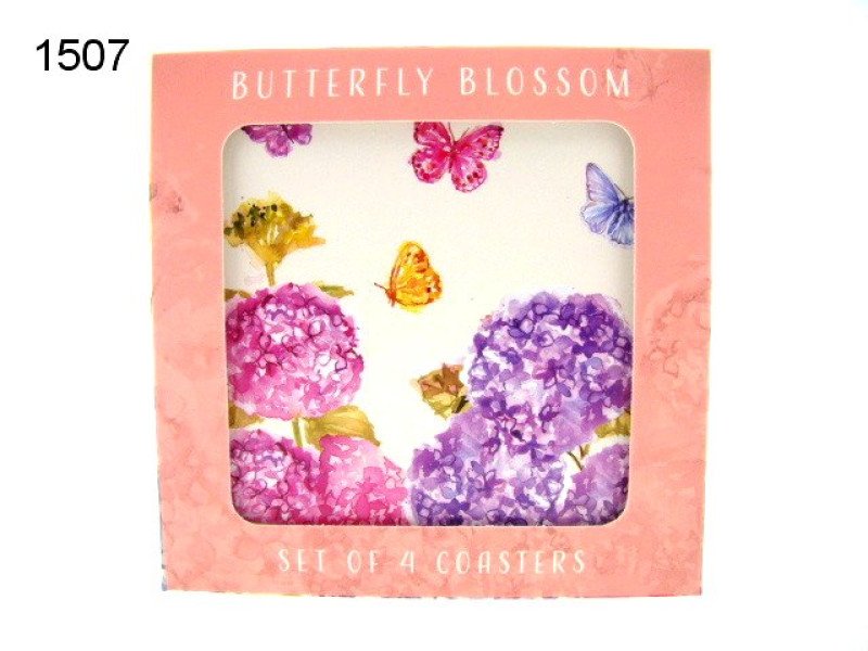 Butterfly blossom onderzetters, 4 stuks