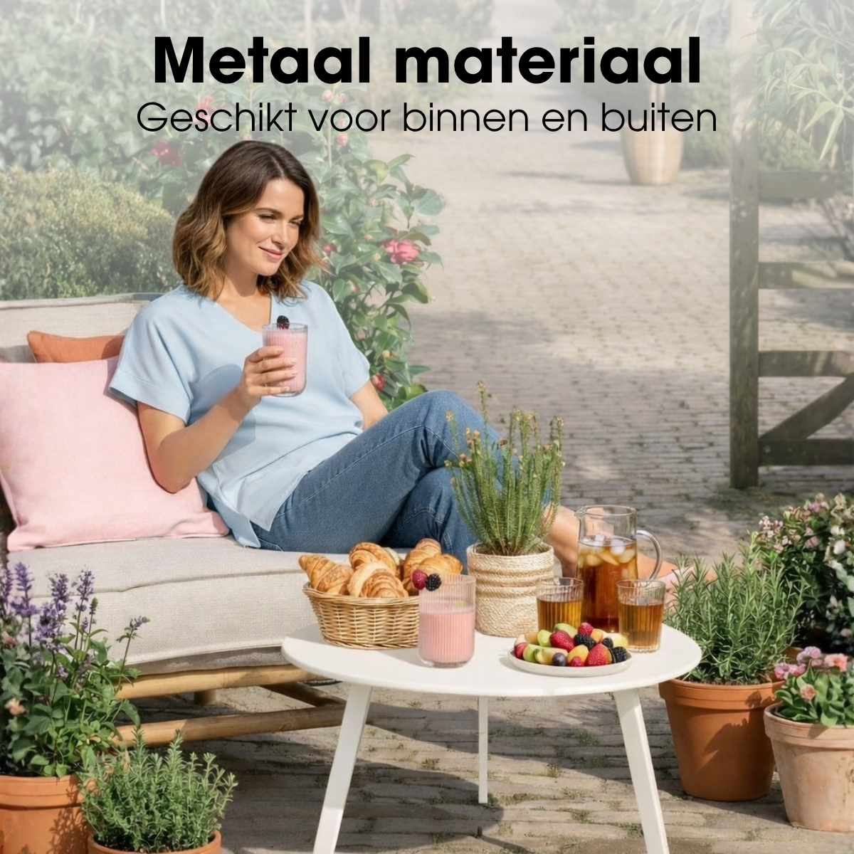Seattle ronde metalen bijzettafel, wit 38 × 38 × 30 cm