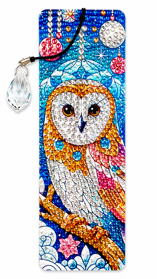 Boekenlegger met strass steentjes, uil en kristalhanger, 5 x 15 cm