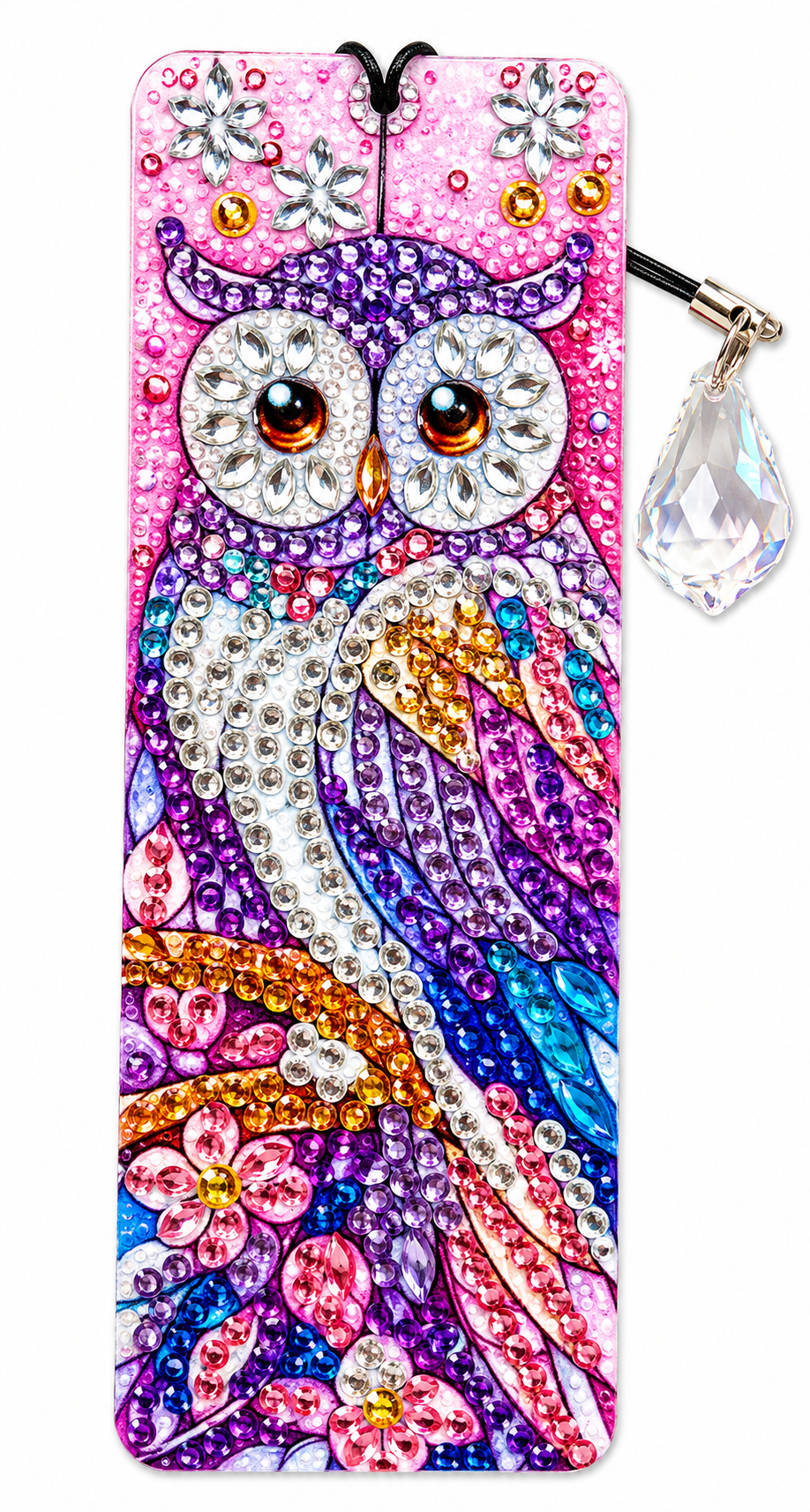 Boekenlegger met strass steentjes, uil en kristalhanger, 5 x 15 cm