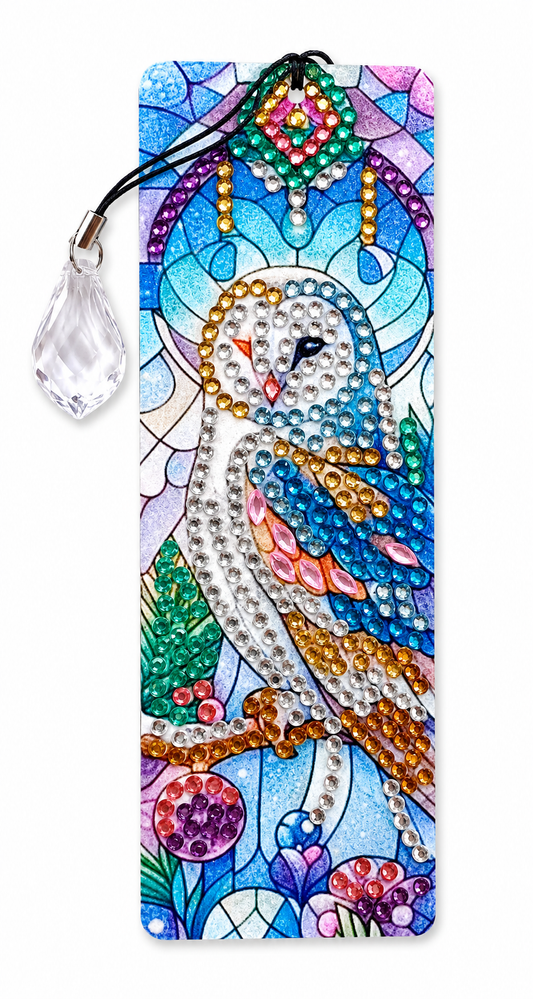 Boekenlegger met strass steentjes, uil en kristalhanger, 5 x 15 cm