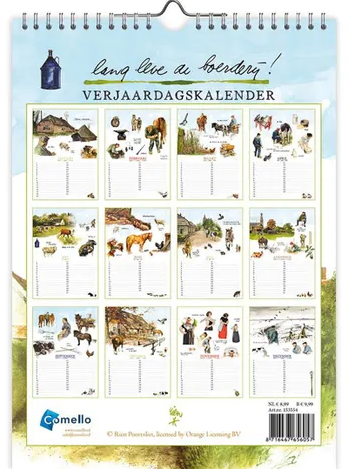 Rien Poortvliet Verjaardagskalender – Lang Leve de Boerderij – 30 x 21 cm