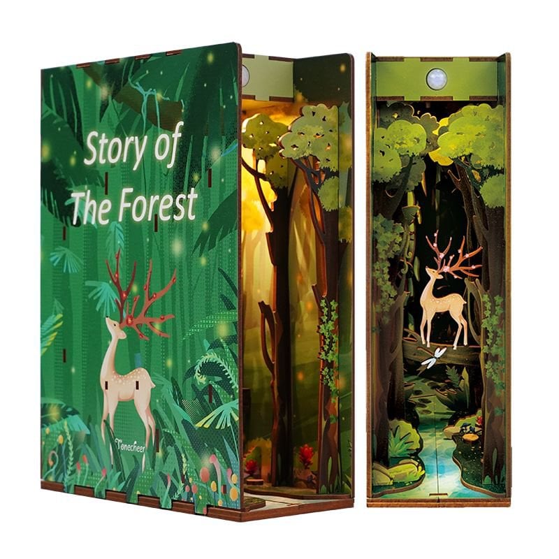 DIY book nook story of the forest bookend, 24,5 cm