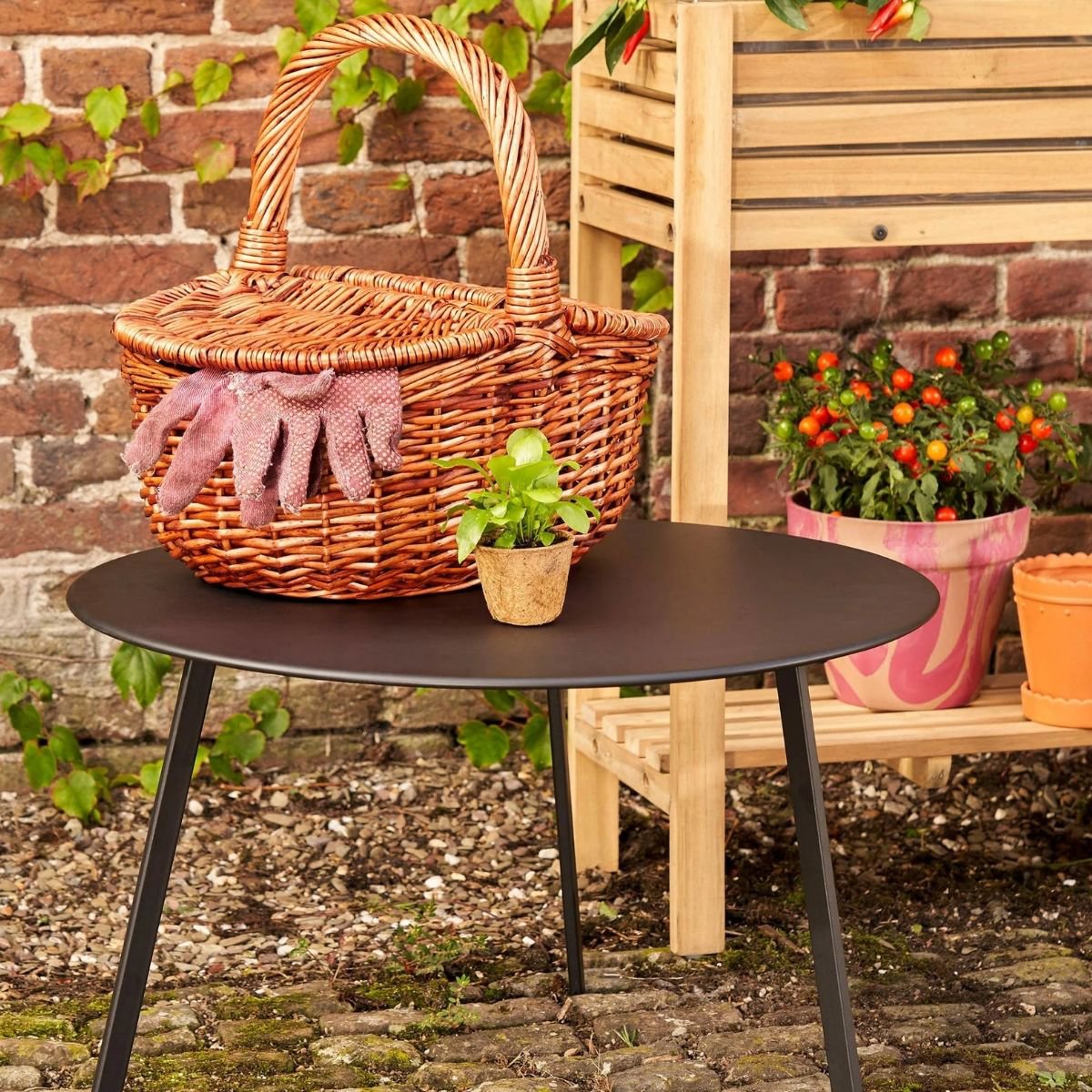Seattle bijzettafel voor binnen en buiten, zwart, 58 × 58 × 38 cm