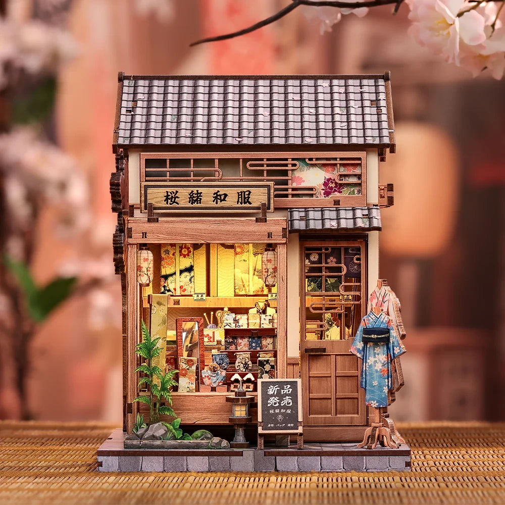 Sakura O Kimono Shop miniatuurhuisje, 14 × 13 × 19 cm