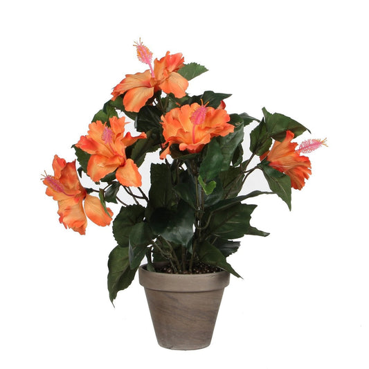 Hibiscus kunstplant oranje, 40 cm