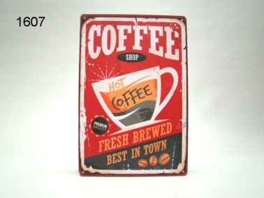 Coffee metalen wandplaat, 20 x 30 cm