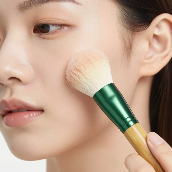 Bamboe make-up kwastenset met bewaartasje, 10 stuks
