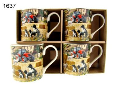 Schaap en collie mokkenset, 4 mokken