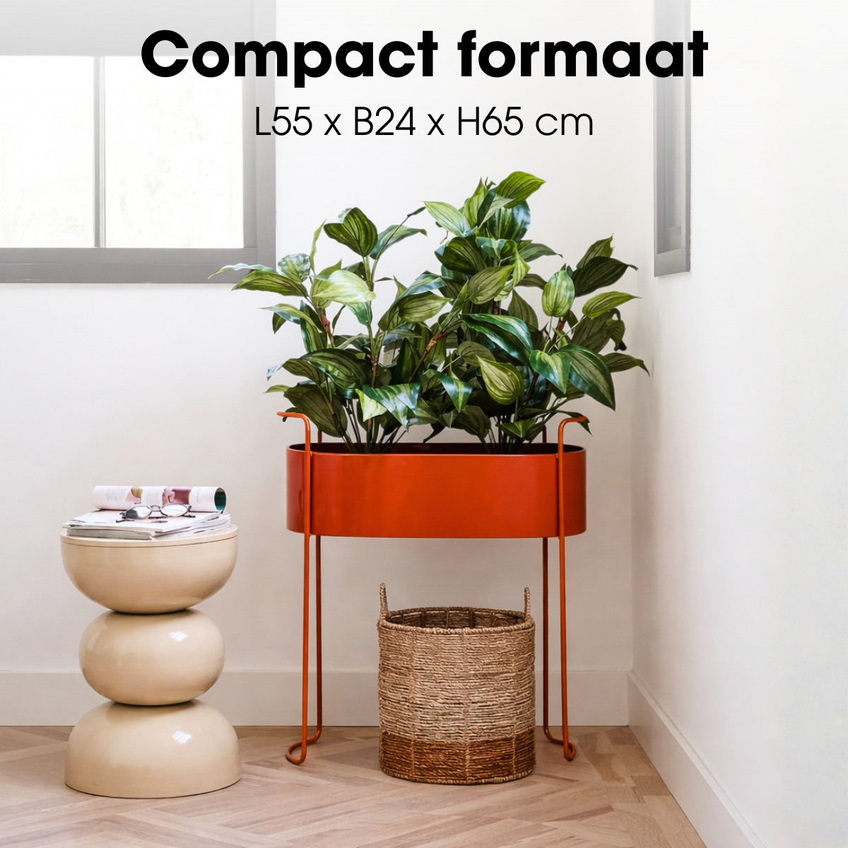 Moritz plantenbak op standaard, rood, 55 × 24 × 65 cm