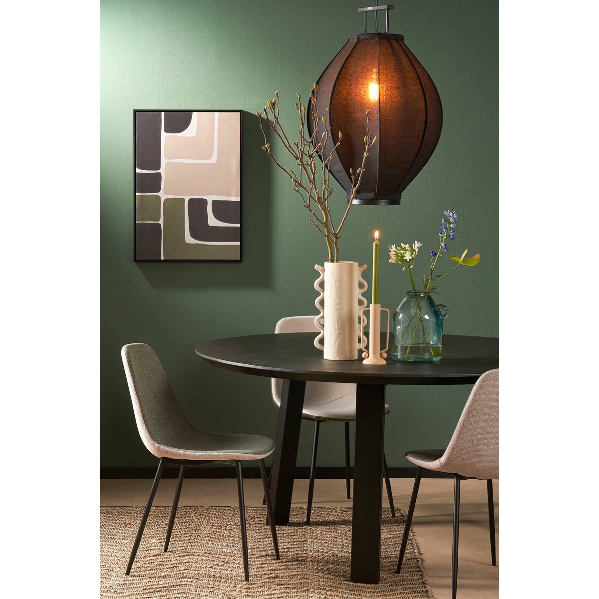 Mica Decorations Pego hanglamp Japandi zwart Ø54 cm