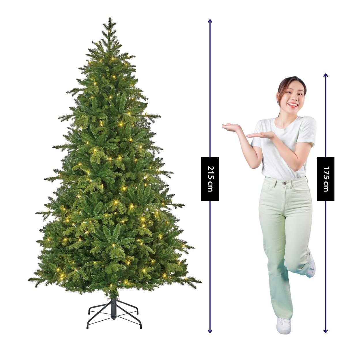 Brampton kunstkerstboom met verlichting, 215 cm, Ø 125 cm
