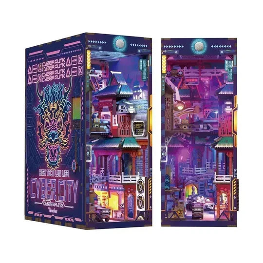 DIY book nook cyber city bookend, 24,5 cm