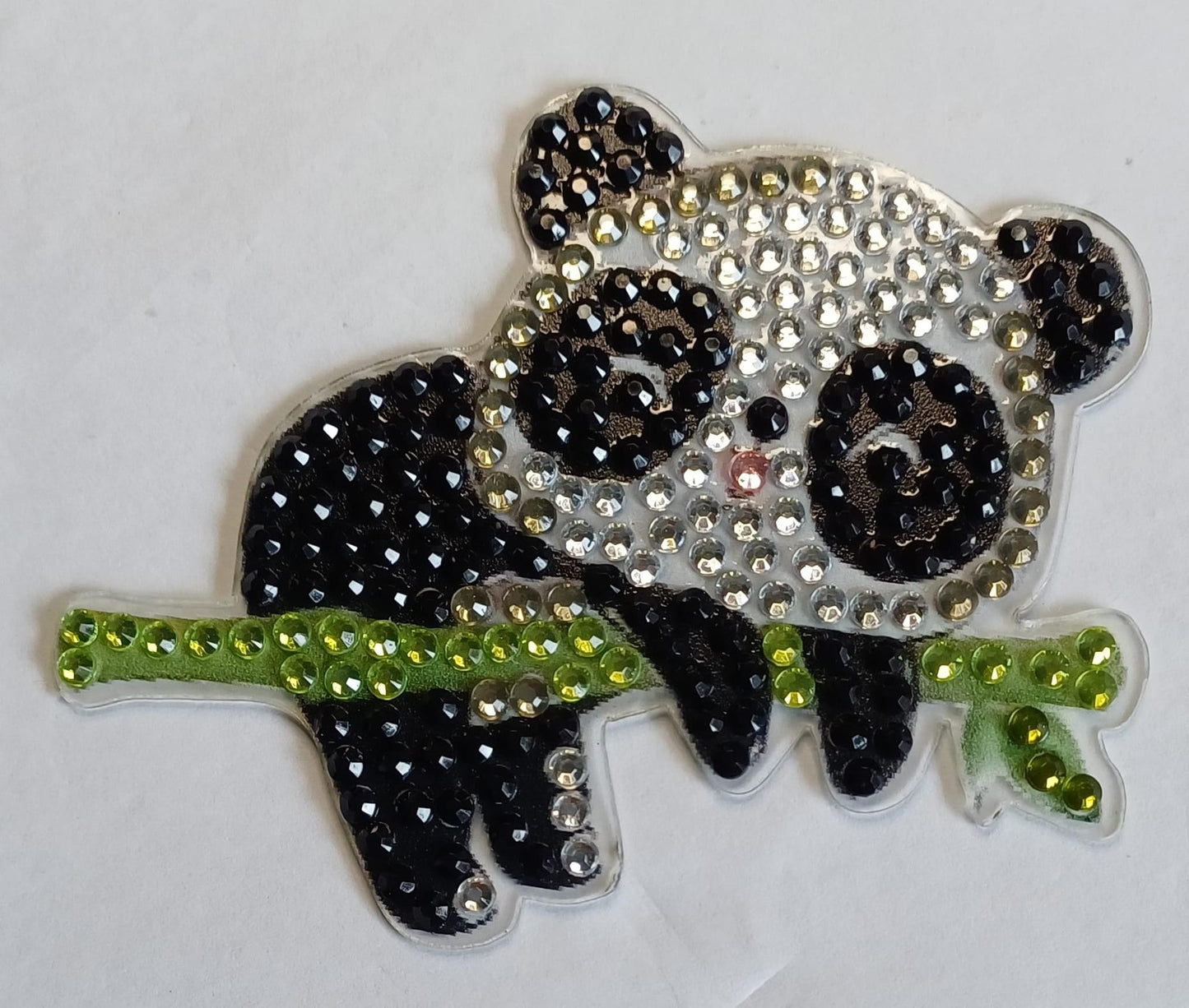Panda koelkast-/decoratiemagneet met strass steentjes, 8 × 6 cm