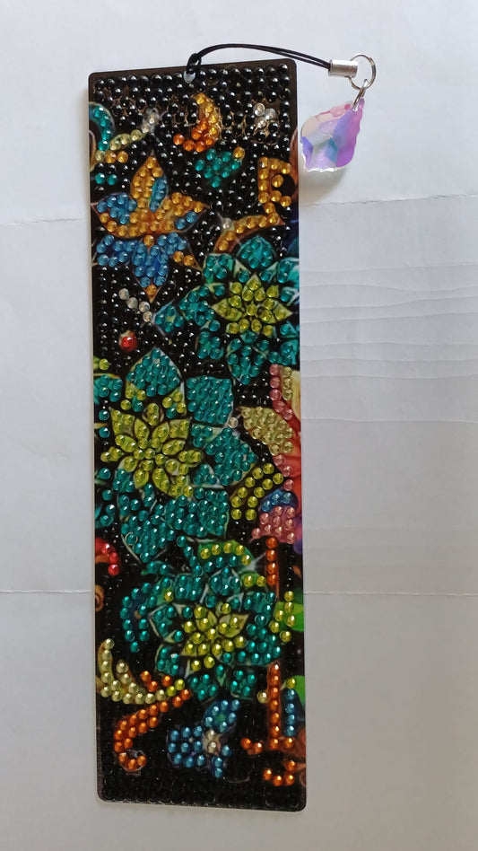 Boekenlegger met bloemen, diamond painting, 5,5 × 19,5 cm