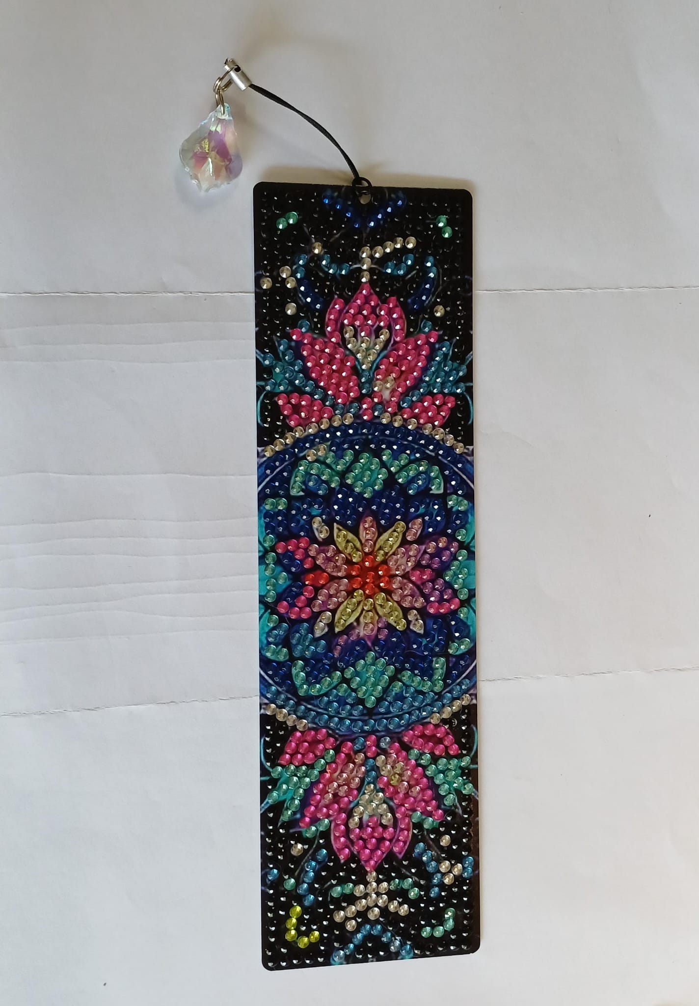 Mandala boekenlegger met kristalhanger, diamond painting, 5,5 × 19,5 cm