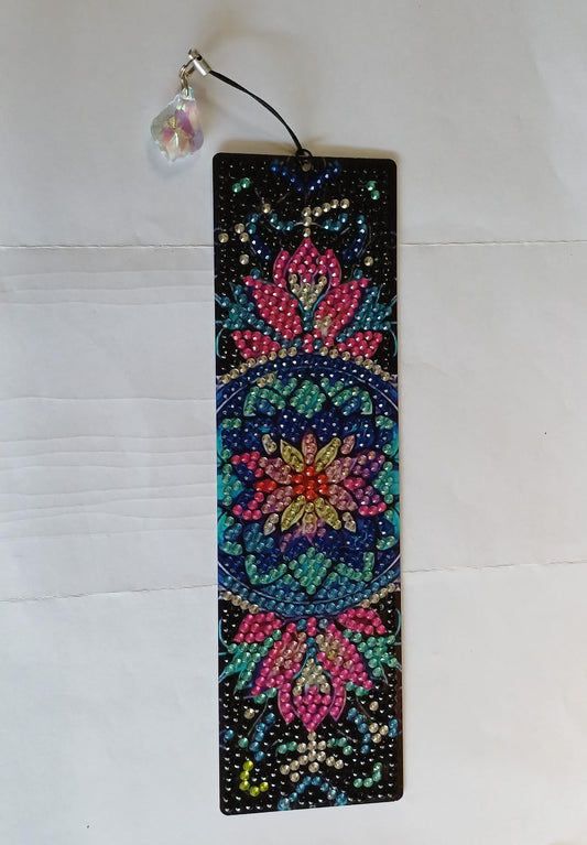 Mandala boekenlegger met kristalhanger, diamond painting, 5,5 × 19,5 cm