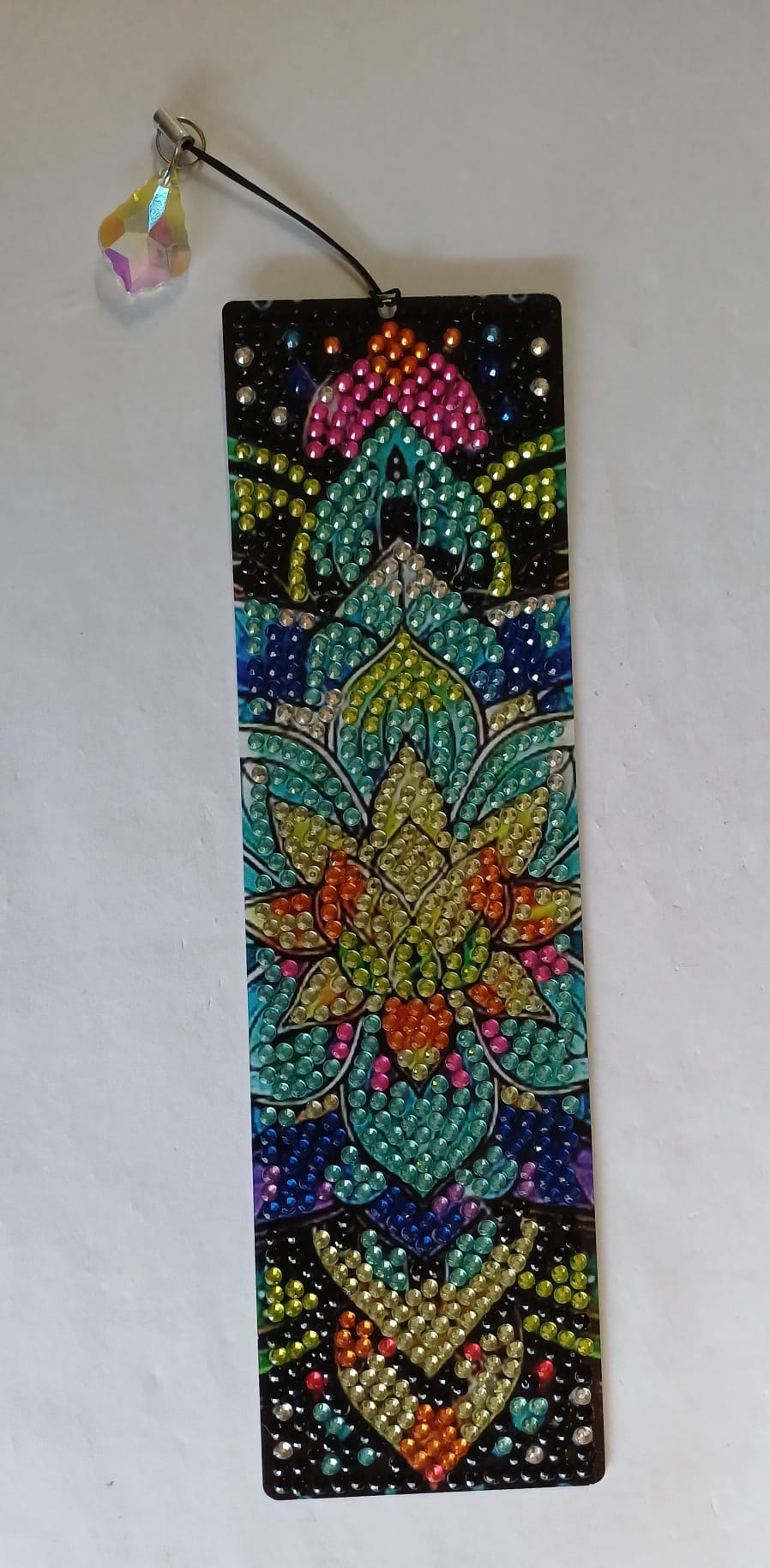 Mandala boekenlegger met kristalhanger, diamond painting, 5,5 × 19,5 cm
