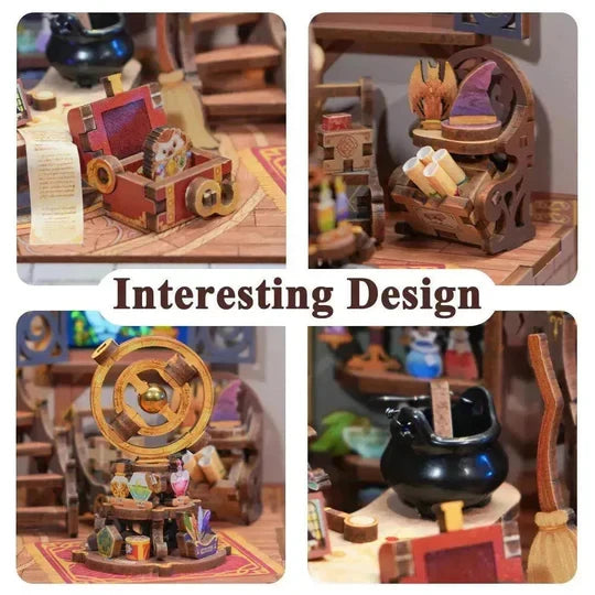 3D diy houten puzzel miniature house magic shop, 15,4 cm