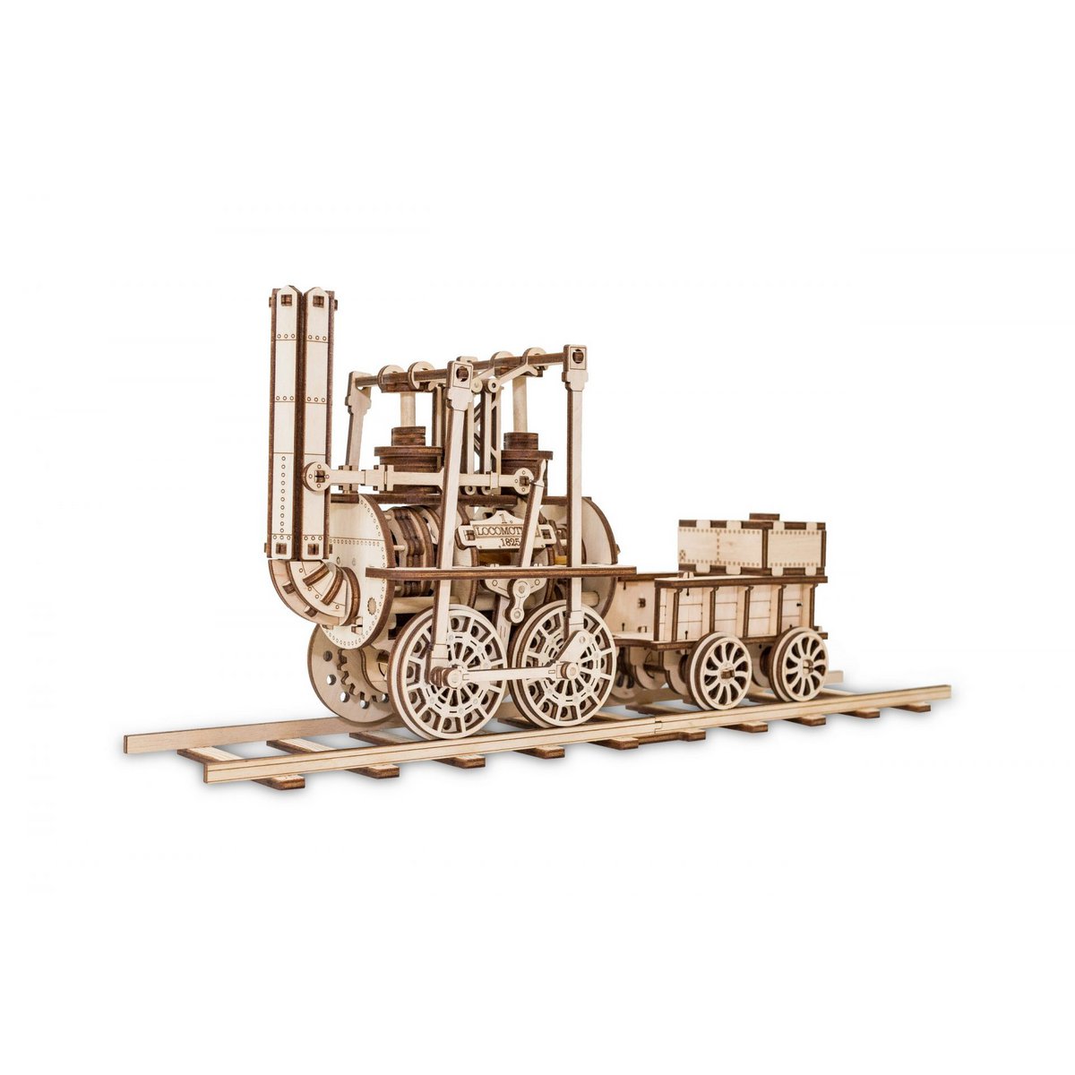 DIY houten mechanische puzzel locomotief, 40 x 10 x 17,8 cm