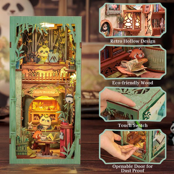 DIY book nook Panda Bookshop, 23 cm