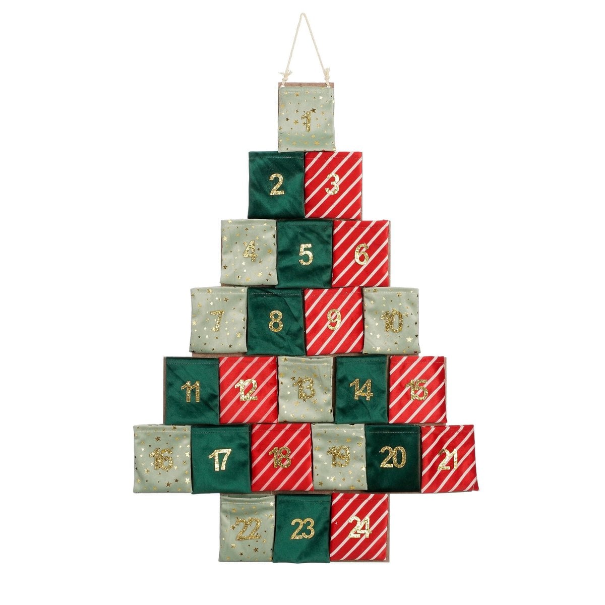 Adventskalender kerstboom van vilt, 51 × 0,5 × 72 cm