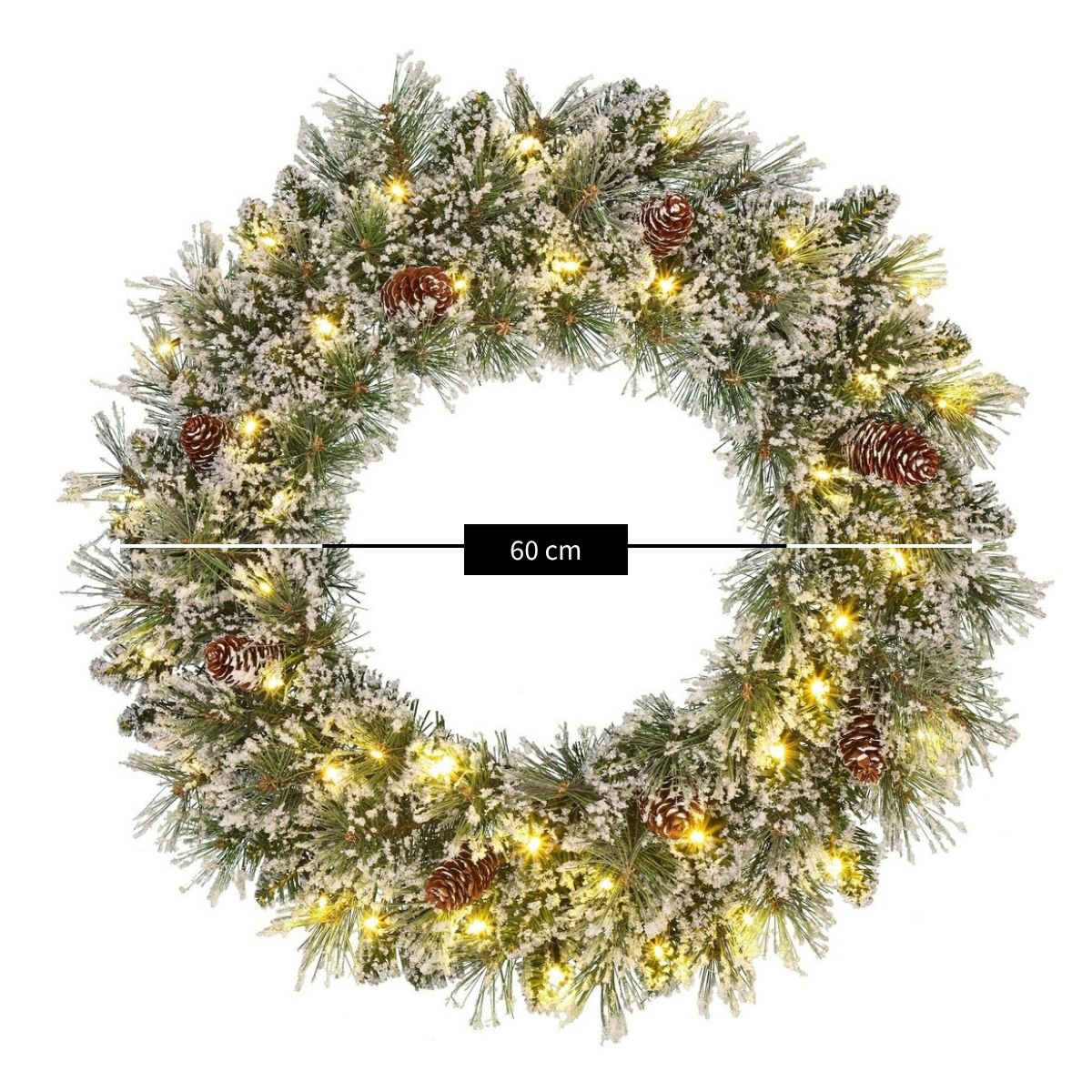 Vandans besneeuwde kerstkrans met verlichting, Ø 60 cm