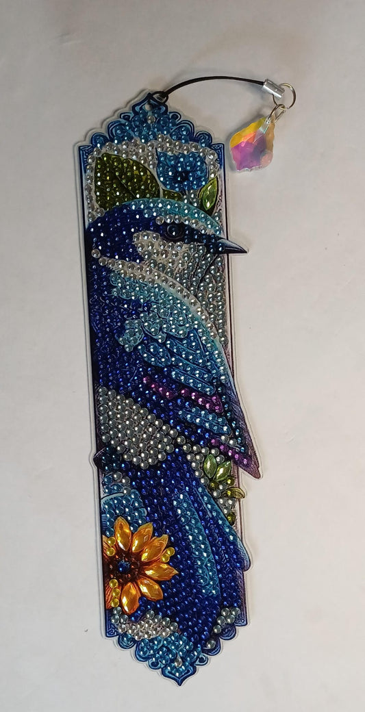 Blauwe vogel boekenlegger, diamond painting, 6 × 20 cm