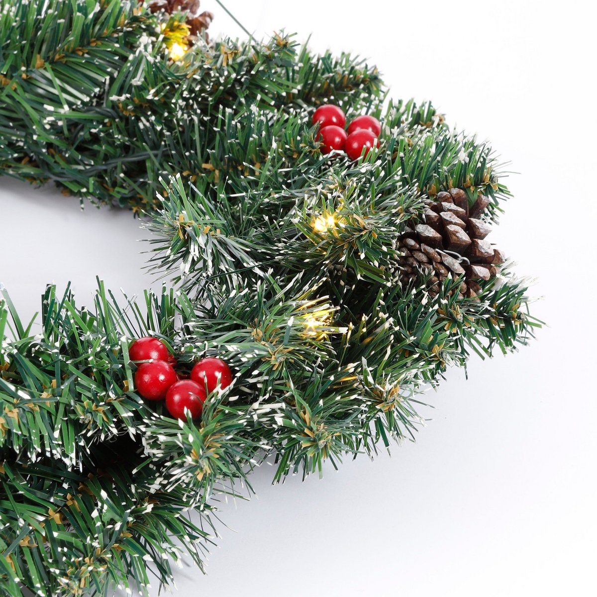 Creston kerstkrans met rijp-effect en verlichting, Ø 60 cm