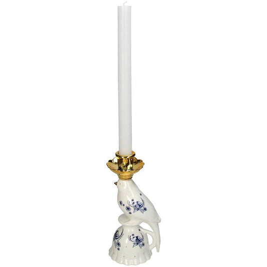 Kandelaar vogel porselein Delfts blauw, 21 cm