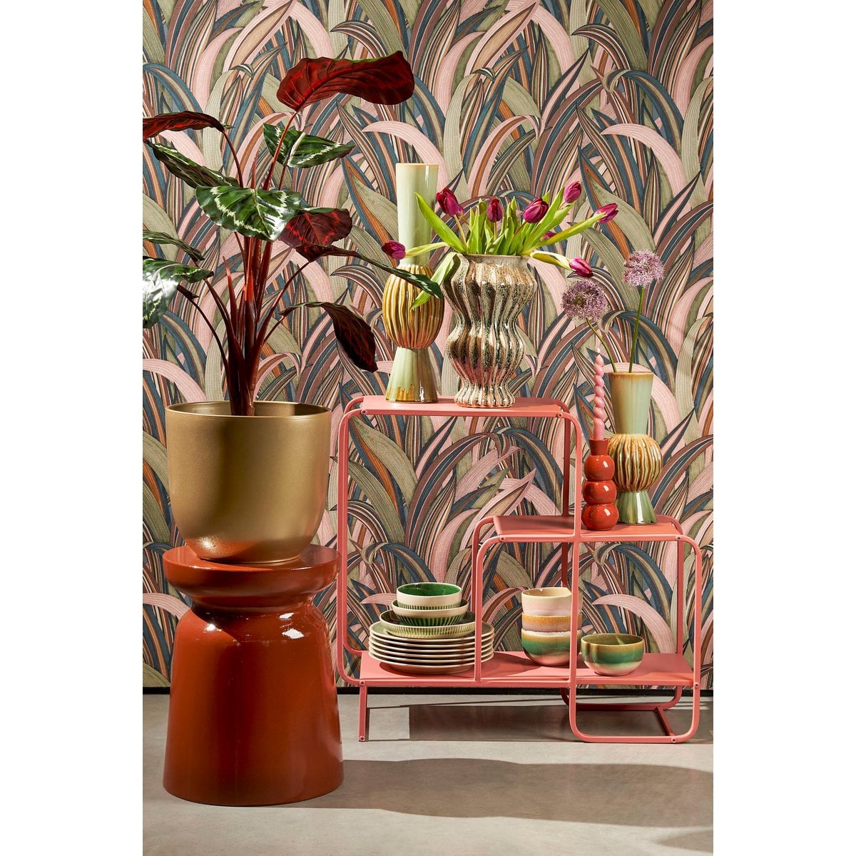 Mica Decorations Pippa Vaas – Keramiek Groen/Beige (H32 x Ø21 cm)