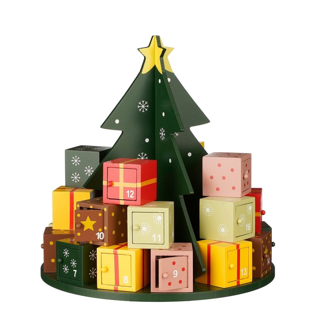Adventskalender kerstboom met doosjes, 27,5 × 27,5 × 30 cm
