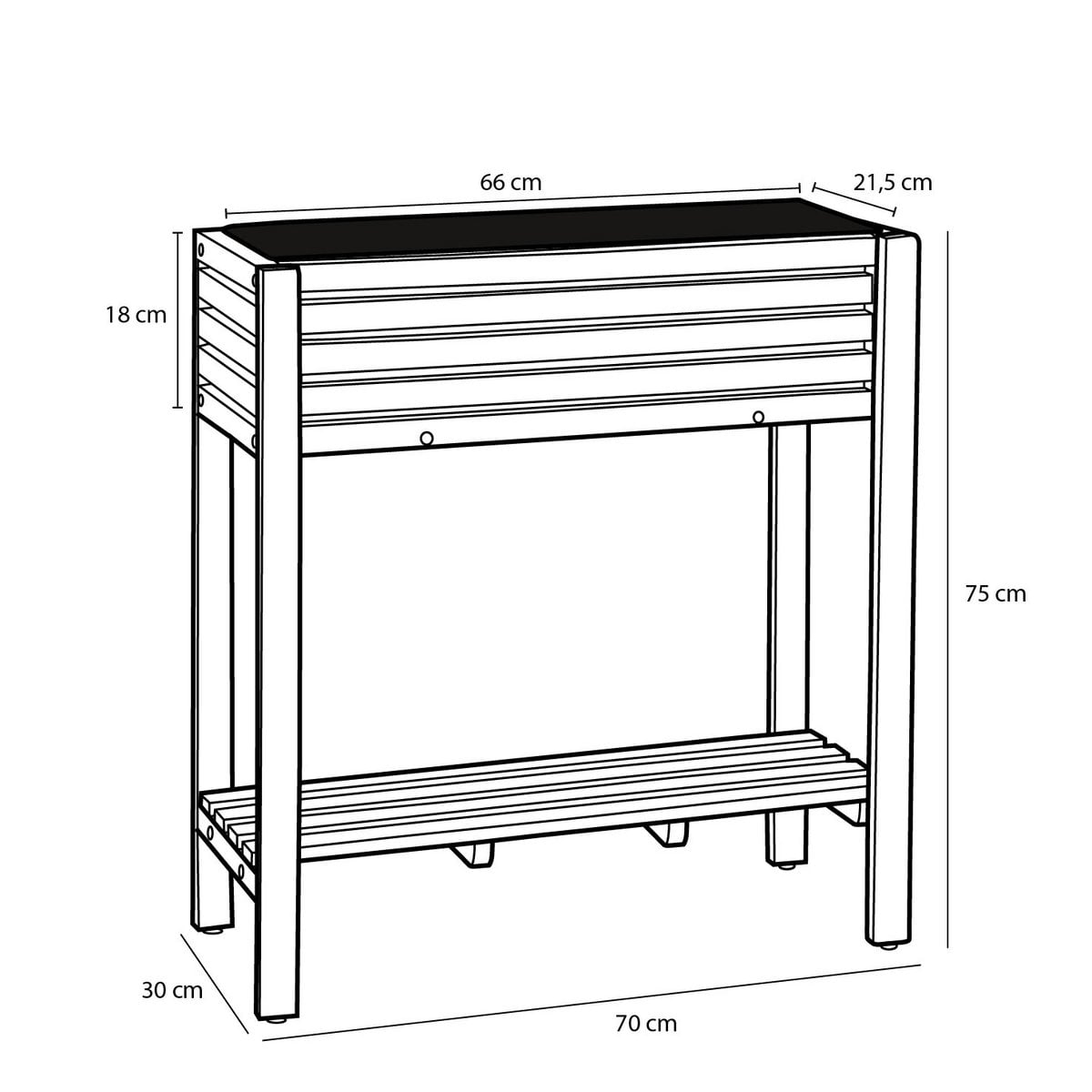 Plantenbak Glenwood rechthoek, 70 x 30 cm