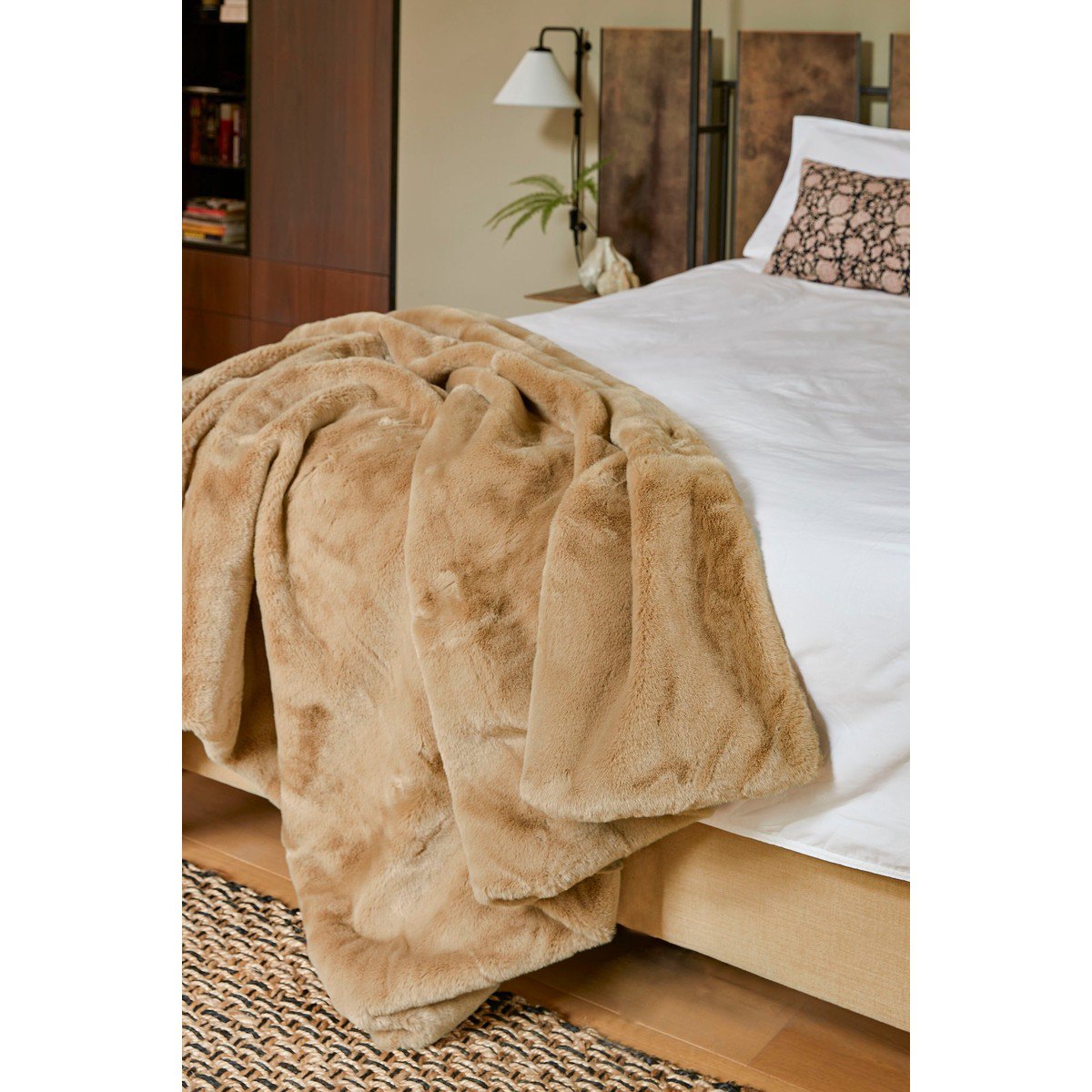 Fleece plaid, lichtbruin, extra zacht, 150 × 200 x 2 cm