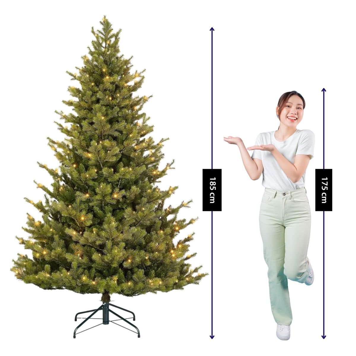 Clive kunstkerstboom met verlichting, 215 cm, Ø 142 cm