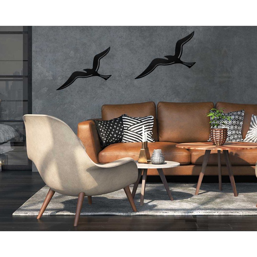 Metalen wanddecoratie meeuwsilhouet