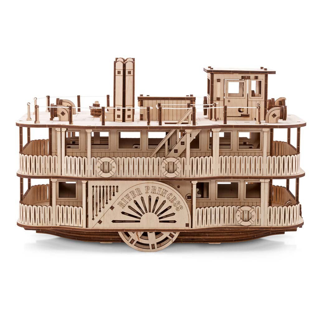 3D mechanische houten puzzel Paddle River Princess stoomboot 35 × 20 × 22,5 cm – 416 stukjes