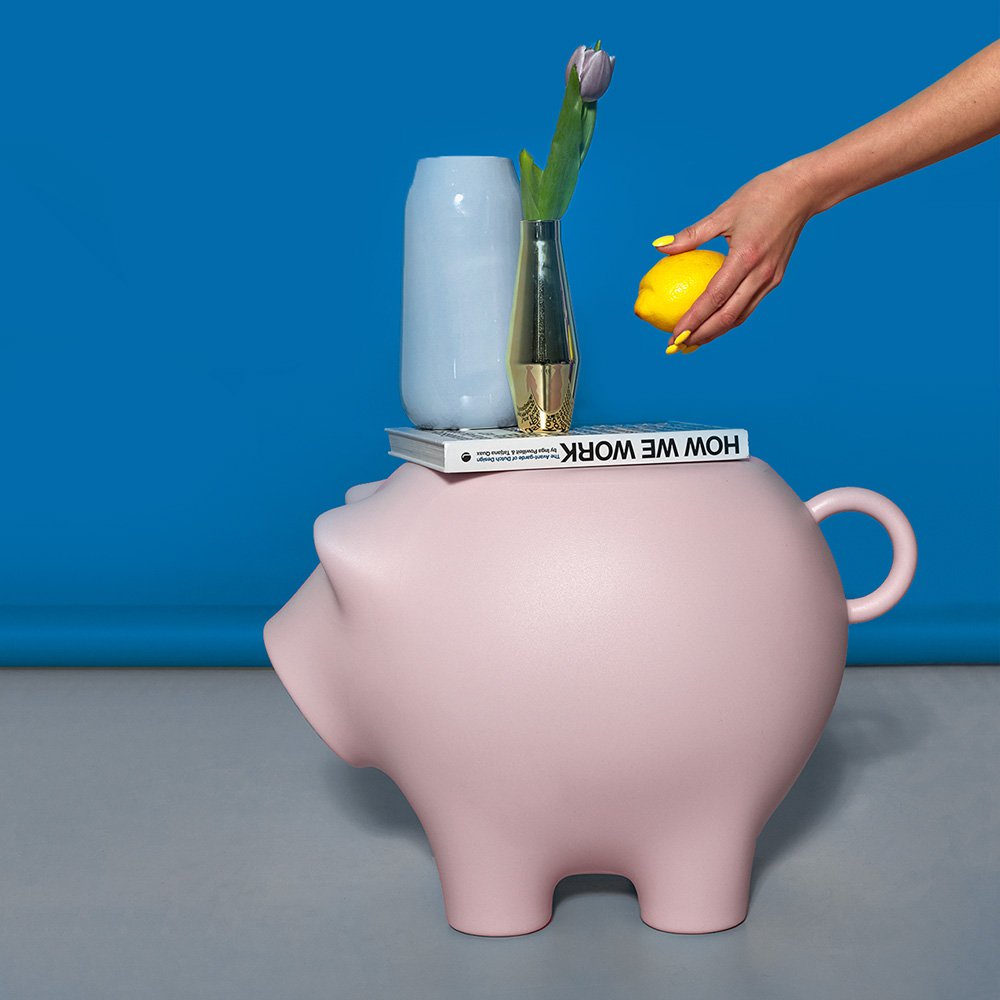 Sidepig bijzettafel, gerecycled kunststof, 67 × 45 × 45 cm