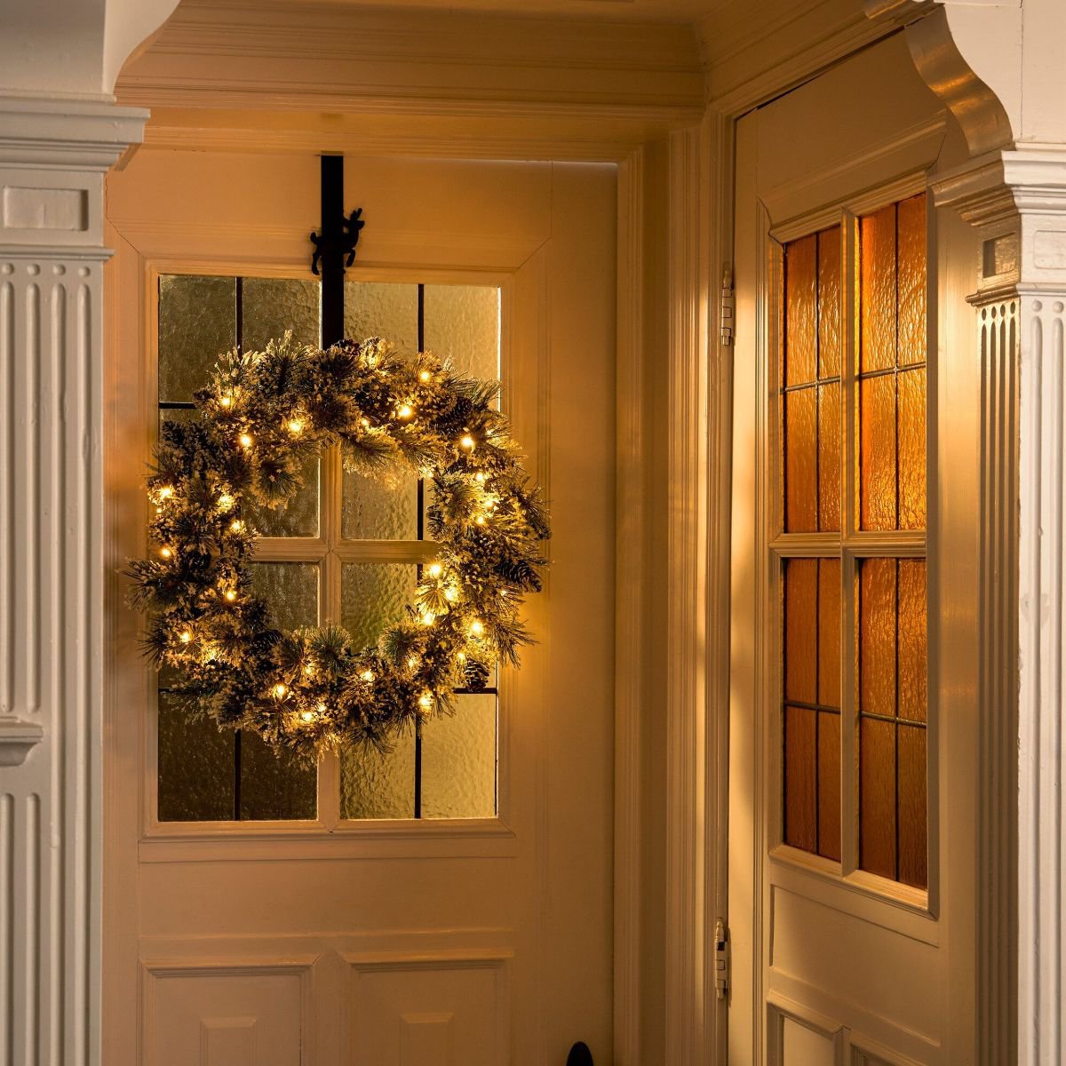 Vandans besneeuwde kerstkrans met verlichting, Ø 60 cm