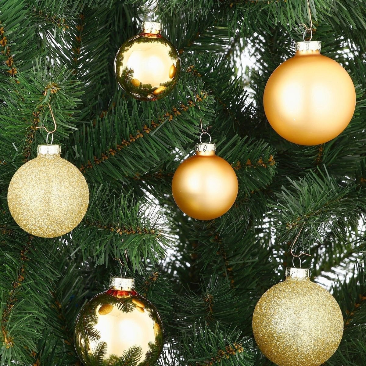 Goudkleurige glazen kerstballen, set 42 stuks