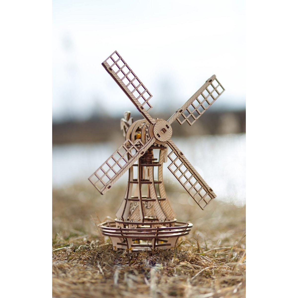 Houten mechanische puzzel windmolen 227 stukjes, 34 × 19,5 cm