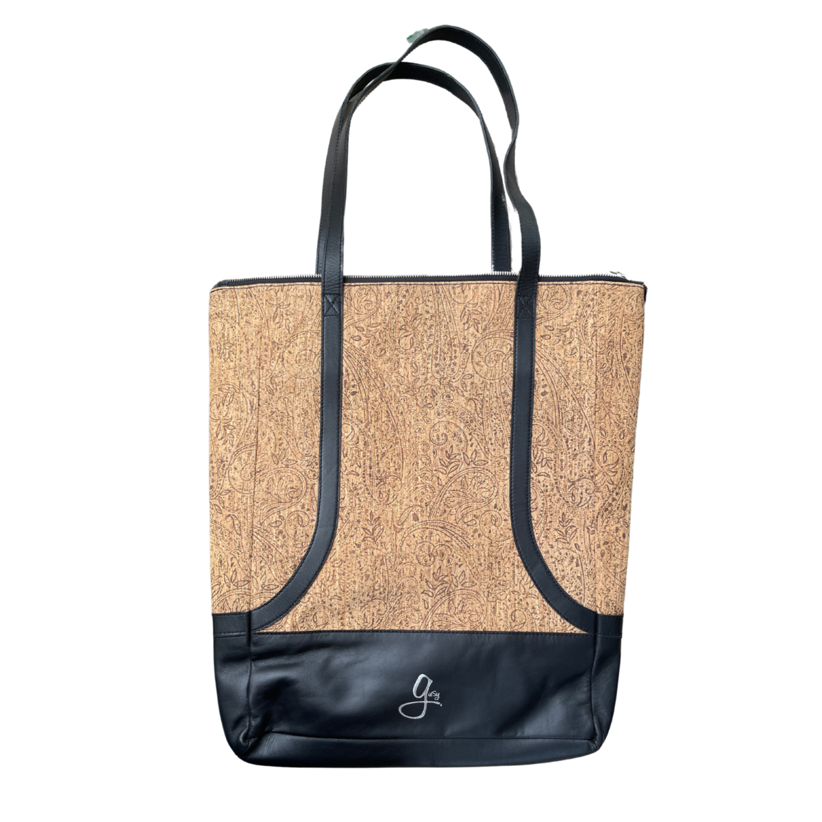 Gissy kurk en leren handtas XL zwart, 43 x 33 cm