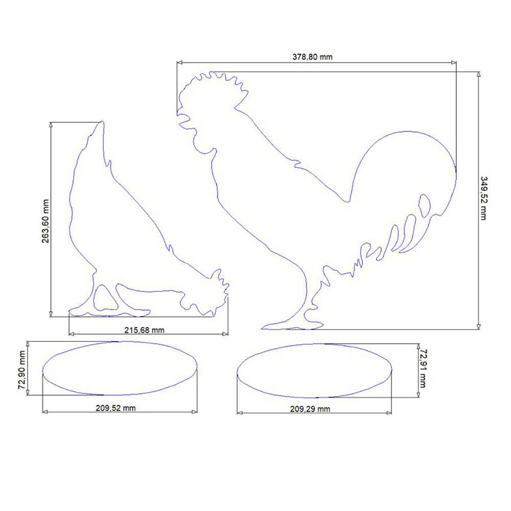 Roestmetalen hen en haan